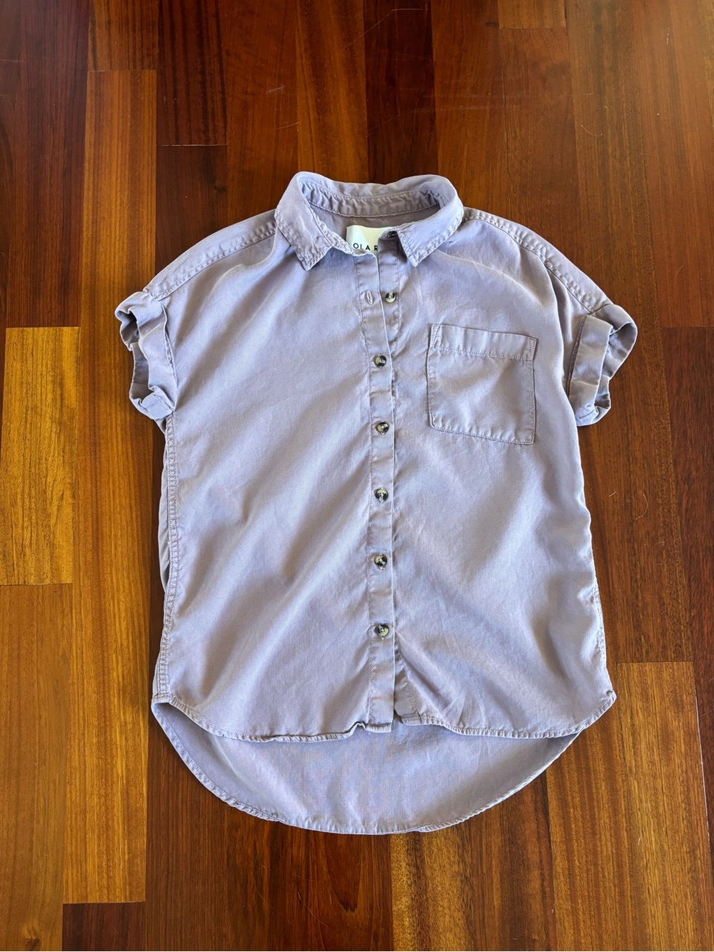 Light Lavender Short-Sleeve Button-Down Shirt - Women's Casual